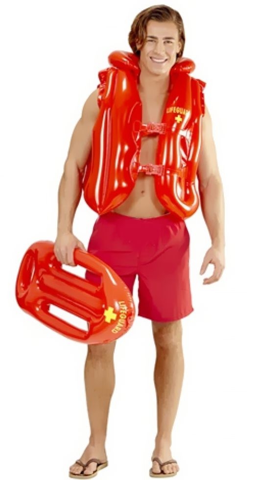 Schwimmboje Lifeguard Kostüm Rettungsschwimmer Set T-Shirt Badehose S-5XL ROT 
