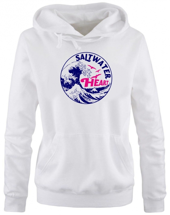 Saltwater Heart Damen Hoodie Sweatshirt mit Kapuze Gr. M L XL XXL Küsten Pullover für Meer Kind Strand Deich