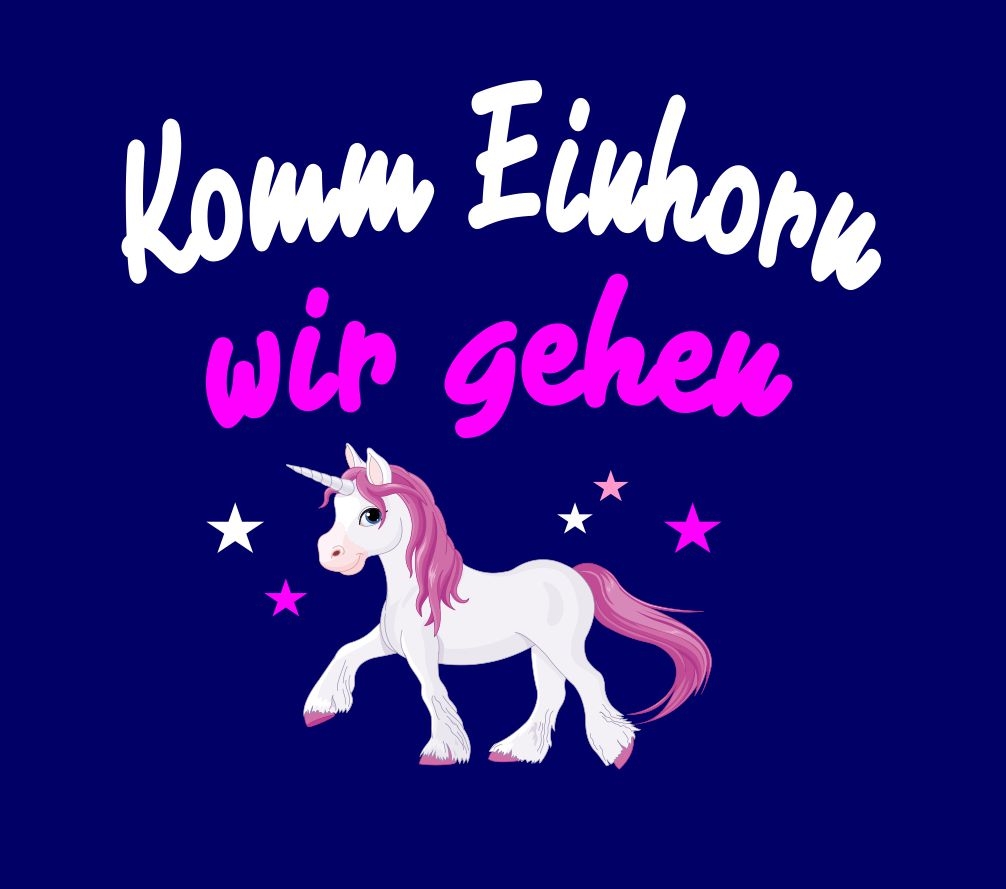 KOMM EINHORN WIR GEHEN ! Einhorn Sterne Kids Gr.116 128 140 152 cm Einschulung, erster