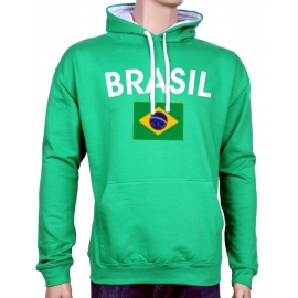 BRASIL WM in BRASILIEN Fußball Sweatshirt mit Kapuze Brazil grün