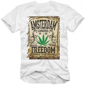 Amsterdam 1632 Canabis Freedom Logo ORIGINAL T-Shirt Dutch Capital S M L XL 2XL 3XL