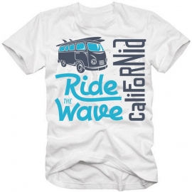 RIDE THE WAVE California Logo T-Shirt S M L XL 2XL 3XL