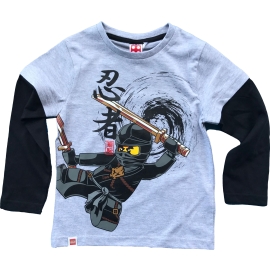 LEGO NINJAGO Jungen Ninja Langarm T-Shirt Original Hellgrau 4 6 8 10 Jahre 104 116 128 140 cm