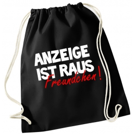 ANZEIGE IST RAUS - FREUNDCHEN ! Turnbeutel Rucksack Tasche für Kinder Schwarz