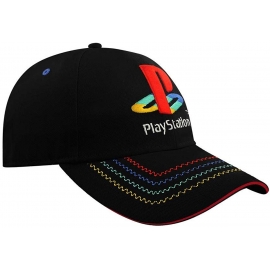 Sony Playstation Embroidered Retro Logo Adjustable Cap, Unisex, PS5 Stick Logo Black/Red