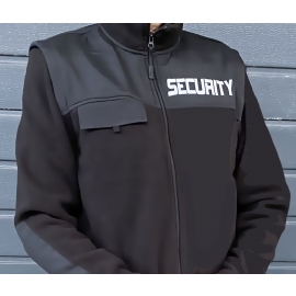 SECURITY - FLEECEJACKE - reflektierender Druck schwarz S M L XL XXL XXXL für den Sicherheitsdienst mit abnehmbaren Ärmeln als Weste Tactical Wear