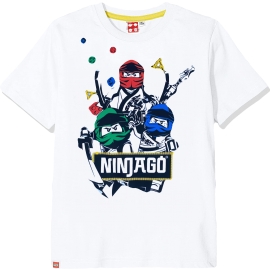 Lego Ninjago Kinder T-Shirt weisß LOGO All Jungen + Mädchen Gr. 104 116 128 140 Lego Wear original. Auf Wunsch mit Name des Kindes personalisiert.