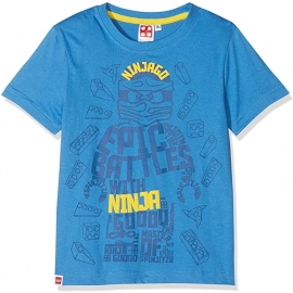 Lego Ninjago Kinder T-Shirt blau NINJA EPIC BATTLES Jungen + Mädchen Gr. 104 116 128 140 Lego Wear original Bausteine Kleidung