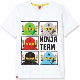 Lego Ninjago Kinder T-Shirt weiss ALL LOGO All Jungen + Mädchen Gr. 104 116 128 140 Lego Wear original. Auf Wunsch mit Name des Kindes personalisiert.
