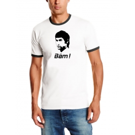 Bäm in your face RINGER T-Shirt Bruce Lee WEISS S - XXL