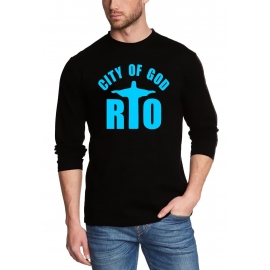 Rio city of god LANGARM T-Shirt schwarz/blau