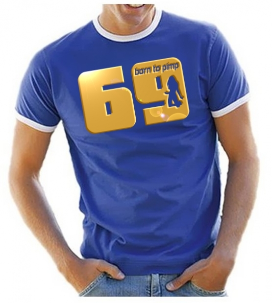 69 born to pimp - T-SHIRT - Druck in Gold - RINGER