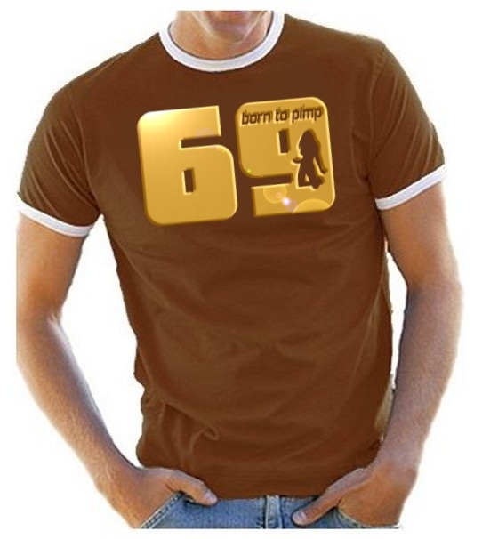 69 born to pimp - T-SHIRT - Druck in Gold - RINGER