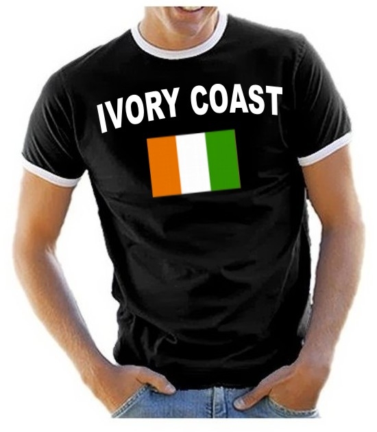 ELFENBEINKÜSTE - IVORY COAST Fußball T-Shirt schwarz RINGER S M