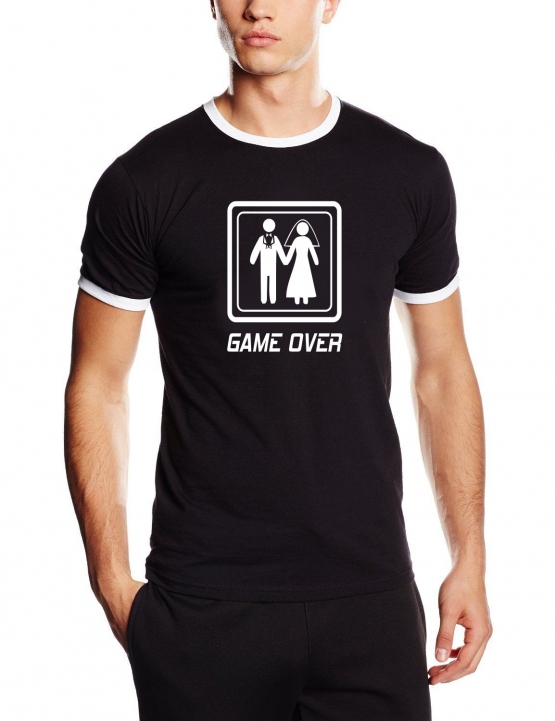 GAME OVER T-SHIRT RINGER S M L XL XXL
