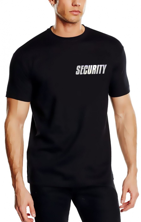 SECURITY - T-SHIRT - reflektierender Druck vorne + hinten Sicherheitsdienst Türsteher Ladendetektive Einlasskontrolle S M L XL XXL 3XL 4XL 5XL