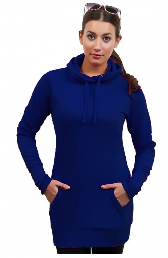 Long Hoodie - Sweatshirt mit Kapuze Damen diverse Farben Gr.XS S