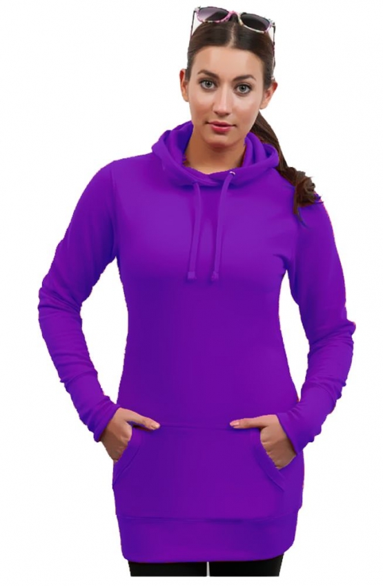 Long Hoodie - Sweatshirt mit Kapuze Damen diverse Farben Gr.XS S