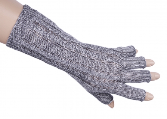 Fingerlose Handschuhe Creme, Hellgrau oder Schwarz
