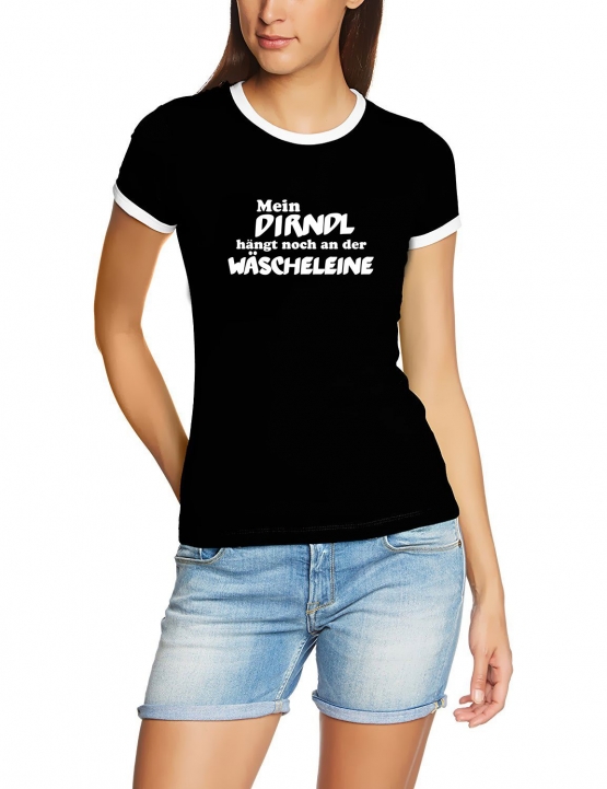 Mein Dirndl hängt noch an der Wäscheleine ! Damen Ringer T-Shirt