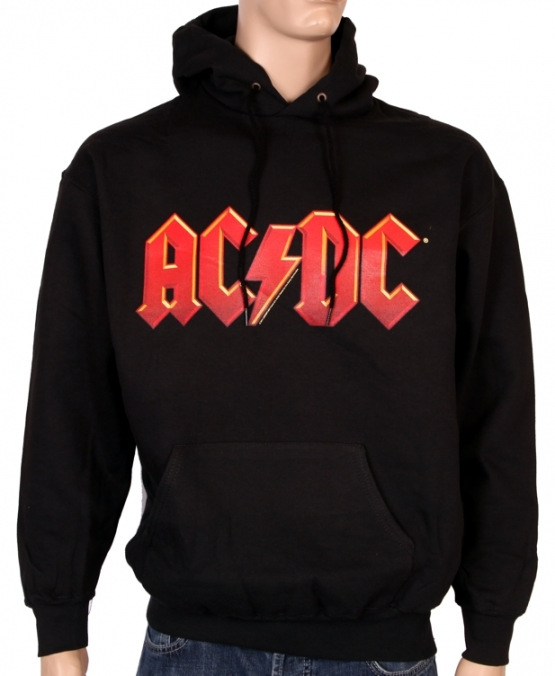AC/DC - RED LOGO - HOODIE SWEATSHIRT KAPUZE T-Shirt, Schwarz - S