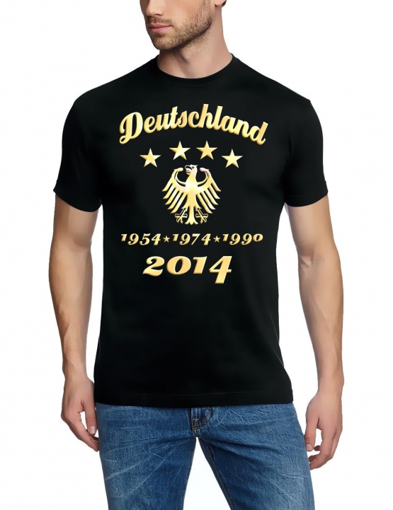 4. STERN ! WM 2014 Fußball Deutschland Adler Gold 4 Sterne T-Shi
