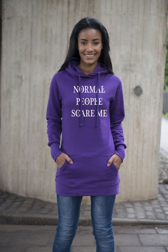 NORMAL PEOPLE SCARE ME ! Long Hoodie diverse Farben Gr.XS S M L