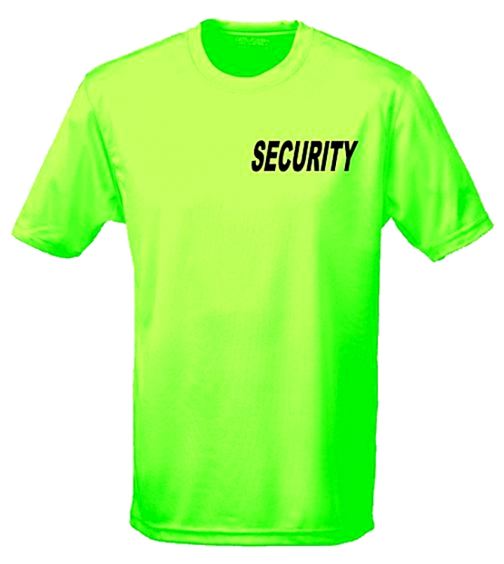 SECURITY Neonshirt - T-Shirt Druck vorne + hinten - SECURITY gel