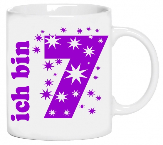 Ich bin 7 Jahre ! Geburtstags Kinder Becher für MÄDCHEN -  Saft 