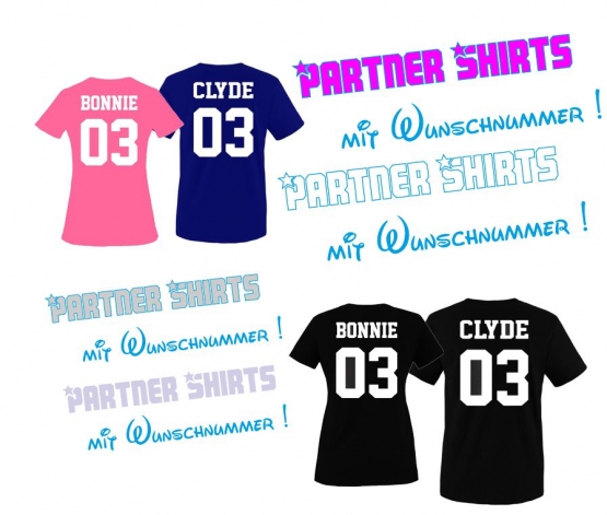 BONNIE And CLYDE - Pärchen T-Shirts  Damen und Herren S M L XL X
