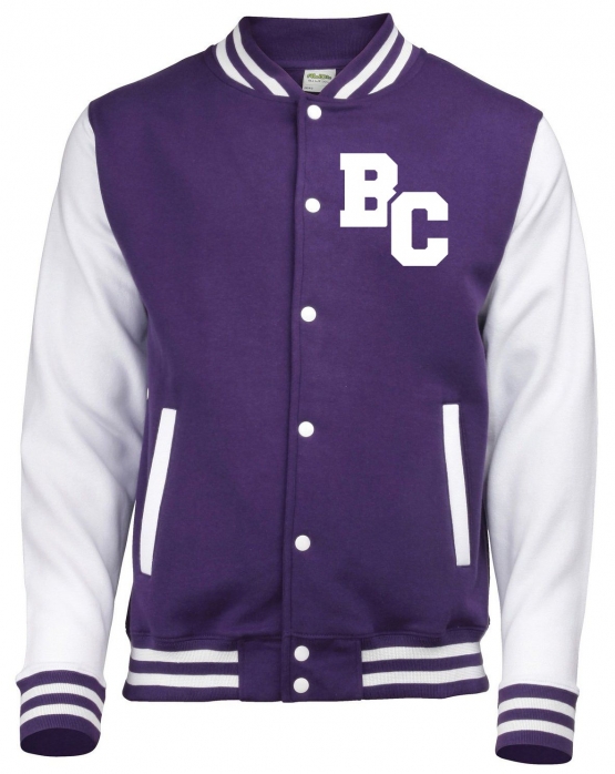 College Jacke mit Deinem Namen, Initialen, Verein weißer Ärmel in black, red, blue, grey, navy, lila, pink, green, wine Size  XS S M L XL XXL  Individueller Druck