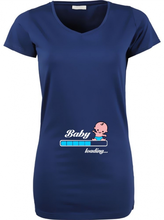 Baby loading…  Süsses T-Shirt für Schwangere Mama LONGSHIRT Extra Langes Strech T-Shirt XS S M L XL XXL