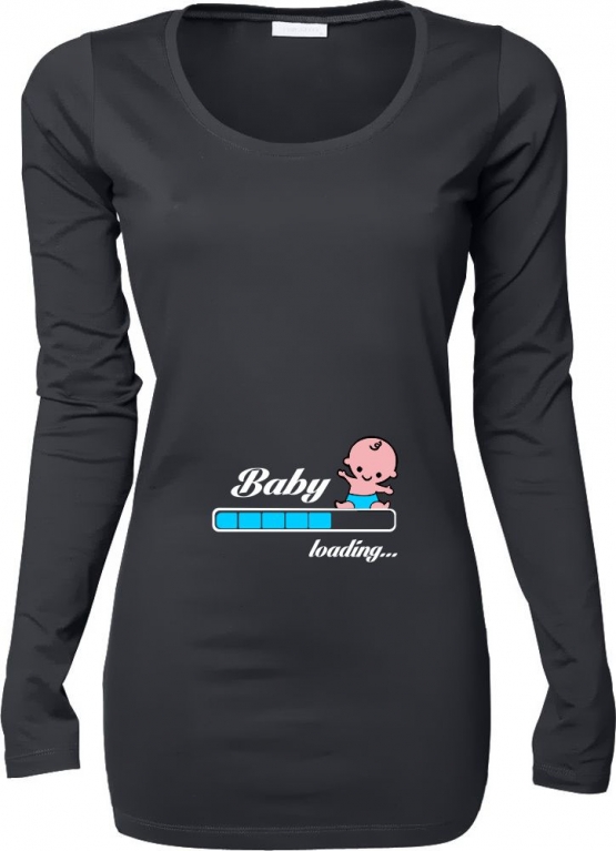 Baby loading…  Süsses T-Shirt für Schwangere Mama LONGSHIRT Extra Langes Strech Langarm T-Shirt XS S M L XL XXL