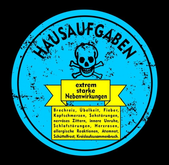 HAUSAUFGABEN - NEBENWIRKUNGEN : Brechreiz, Übelkeit, Schlafstörungen, nervöses Zittern, Atemnot, innere Unruhe, Herzrasen... Kinder T-Shirt Kids Gr.128 - 164 cm