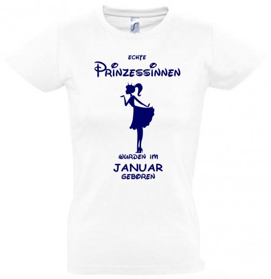 Echte Prinzessinnen wurden im Januar geboren ! Mädchen Geburtstag T-SHIRT Kids Gr.128 - 164 cm Prinzessin Birthday Party Feiern