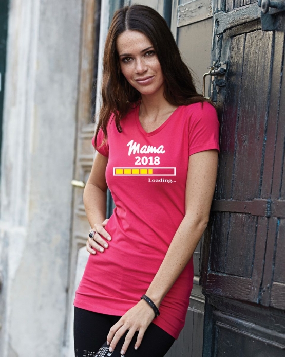 Mama 2018 Loading ... T-Shirt für Schwangere - Mama LONG SHIRT Extra Langes Strech T-Shirt XS S M L XL XXL