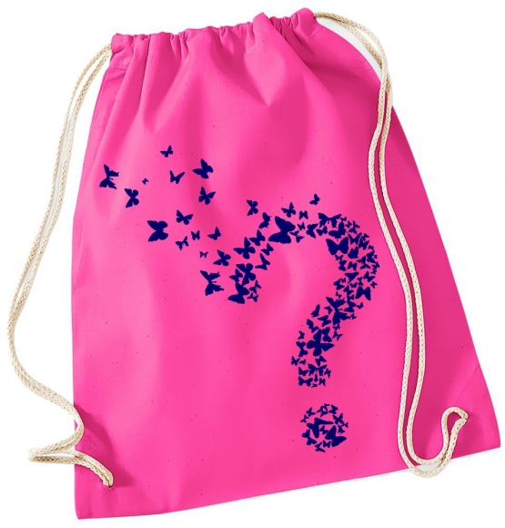 Butterfly Fragezeichen ! Gymbag Rucksack Turnbeutel Tasche Backpack für Pausenhof, Schule, Sport, Urlaub