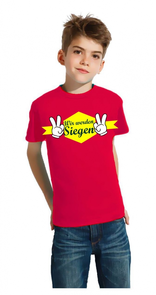 Wir werden siegen ! Kinder Team Shirts Manschafts T-Shirts für den Sieg Kinder T-Shirt Kids Gr.116 128 140 152 164 cm