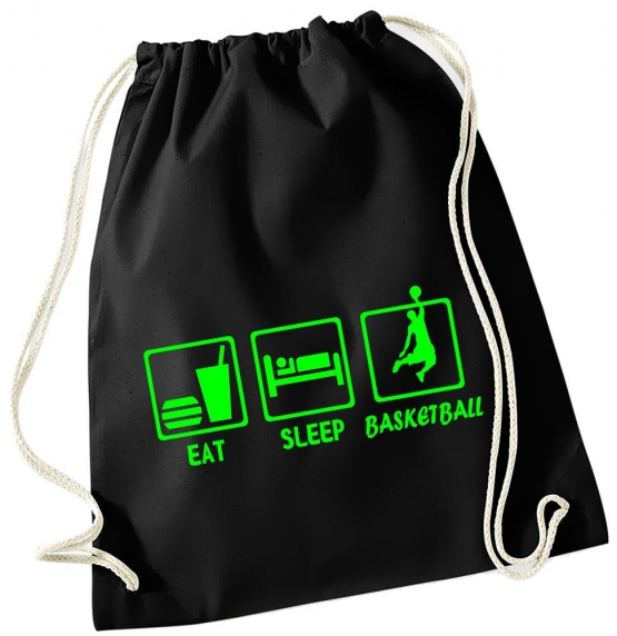 EAT SLEEP BASKETBALL ! Gymbag Rucksack Turnbeutel Tasche Backpack für Pausenhof, Schule, Sport, Urlaub