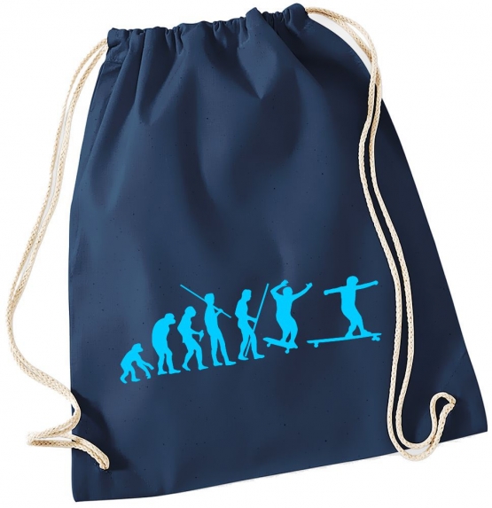 Evolution LONGBOARD ! Gymbag Rucksack Turnbeutel Tasche Backpack für Pausenhof, Schule, Sport, Urlaub