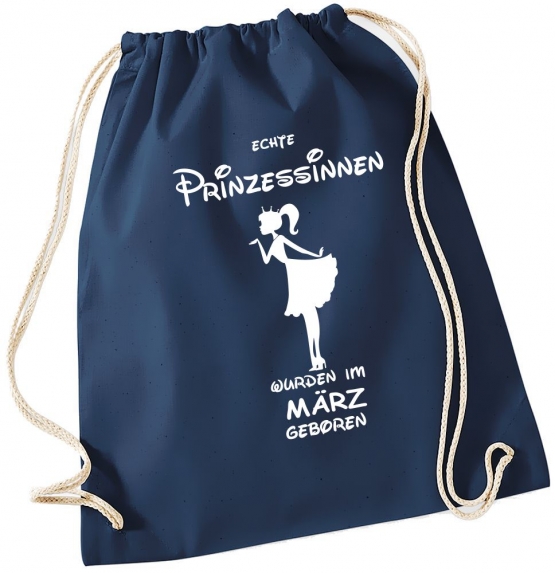 ECHTE PRINZESSINNEN WURDEN IM MÄRZ GEBOREN ! Unicorn Gymbag Rucksack Turnbeutel Tasche  Pferde Ponys Mädchen Backpack für Reiterhof, Schule, Sport