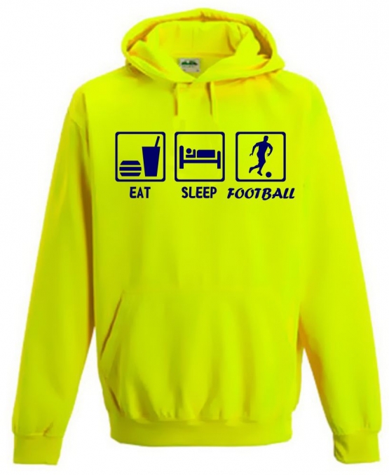 EAT SLEEP FOOTBALL ! NEON KINDER SPORT HOODIES  Sweatshirt mit Kapuze- Neongelb, Neongrün, Neonpink, Neonorange Kinder Funktionsshirts Trikot für alle Sportarten 3 bis 14 Jahre