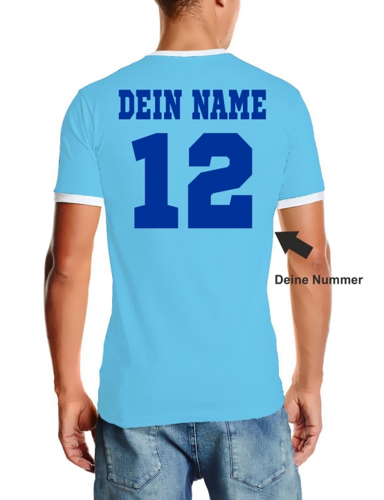 WM 2018 Kroatien T-SHIRT mit Deinem NAMEN + NUMMER ! Fußball Trikot Ringer Kroatien Sky S M L XL XXL