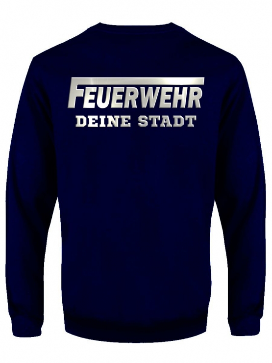 FEUERWEHR SWEATSHIRT MIT DEINER STADT / ORT reflektierender Druck vorne + hinten  S M L XL 2XL 3XL 4XL 5XL FF BF