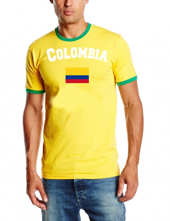 Kolumbien T-Shirt mit DEINEM NAMEN + NUMMER Ringer gelb