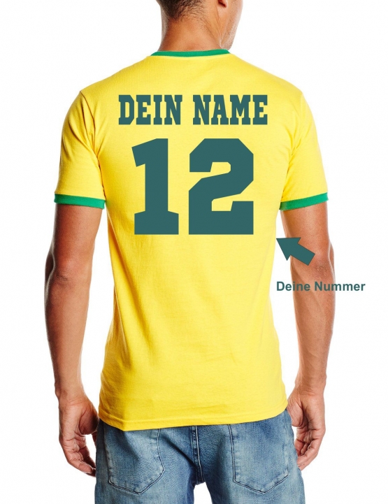Kolumbien T-Shirt mit DEINEM NAMEN + NUMMER Ringer gelb