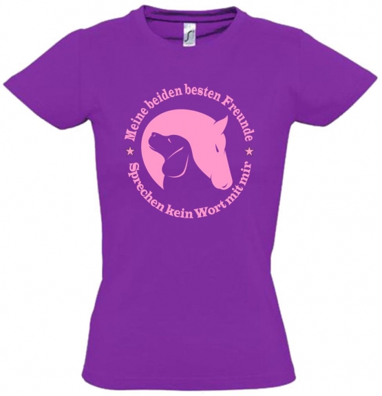 Meine beiden besten Freunde - sprechen kein Wort mit mir. T-SHIRT Gr. 116 128 140 152 164 cm Reiten Hund und Pferd