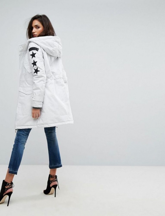 REPLAY Parka Teddyfutter Damen offwhite Gr. XS, S, M