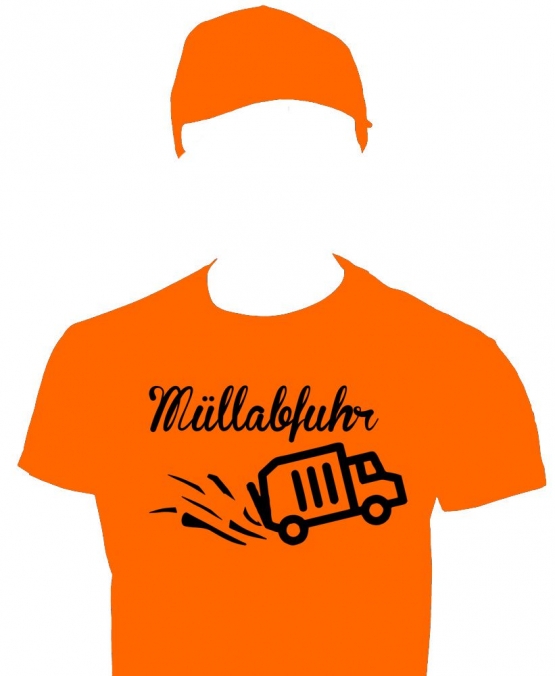 Müllabfuhr Kostüm Müllwagenfahrer Set T-Shirt, Cap Orange S M L XL XXL 3XL 4XL 5XL und Kinderkostüm 104 116 128 140 152 164cm