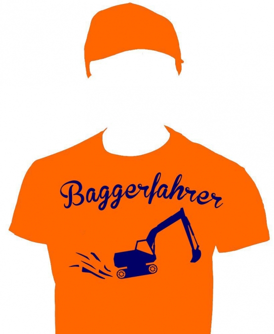 BAGGERFAHRER Kostüm Bauarbeiter Set T-Shirt oder Sweatshirt, Cap Orange Kinderkostüm 104 116 128 140 152 164cm